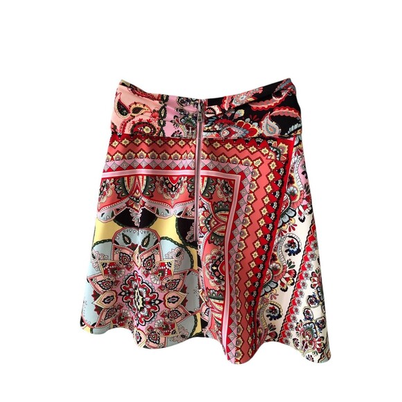 Alice + Olivia Helina Patchwork Floral Mini Skirt Multicolor Front Tie Size 4 - Picture 4 of 14